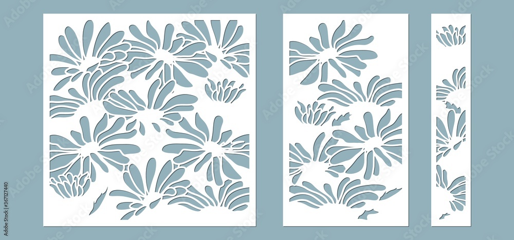 Echinacea. Vector illustration. Paper flower, stickers. Laser cut. Template for laser cutting and Plotter. Vector illustration. Pattern for the laser cut, serigraphy, plotter and screen printing.