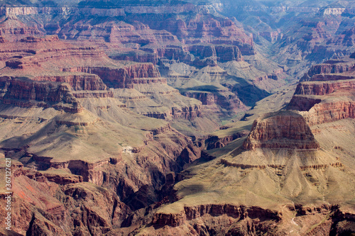 Beautiful geological layers of Grand Canyon south rim on a sunny day