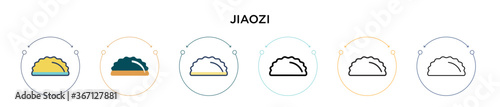 Jiaozi icon in filled, thin line, outline and stroke style. Vector illustration of two colored and black jiaozi vector icons designs can be used for mobile, ui, web