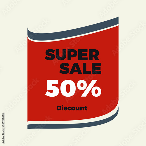 Super sale 50 percent banner vector illustration