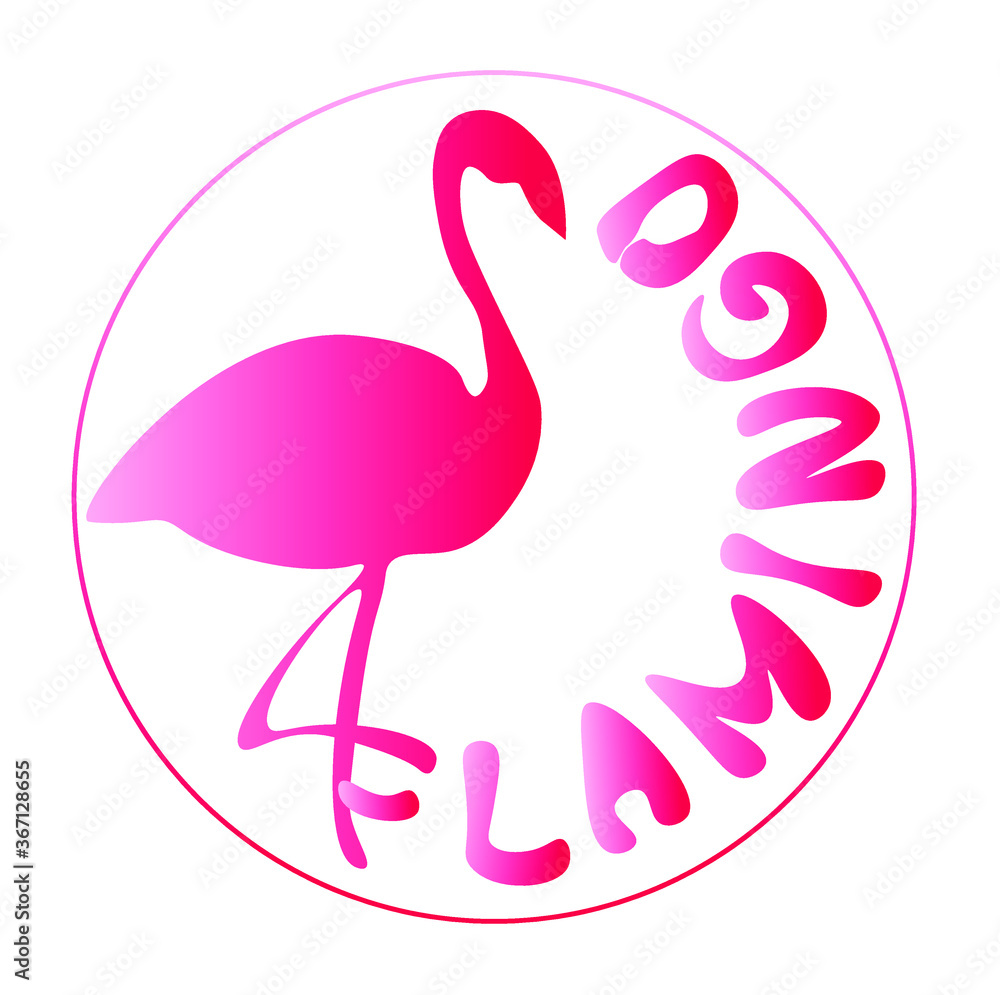 Fototapeta premium vector pink flamingo logo isolated on white background, flamingo icon with lettering