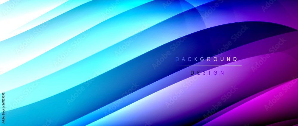 Naklejka premium Fluid gradient waves with shadow lines and glowing light effect, modern flowing motion abstract background for cover, placards, poster, banner or flyer