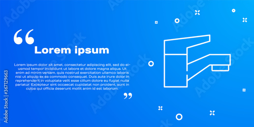 White line Water tap icon isolated on blue background. Vector Illustration.