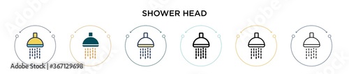 Shower head icon in filled, thin line, outline and stroke style. Vector illustration of two colored and black shower head vector icons designs can be used for mobile, ui, web