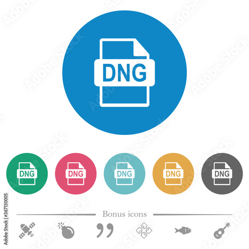 DNG file format flat round icons