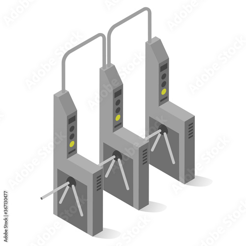 Turnstile mechanical gate, post with arms and passageway