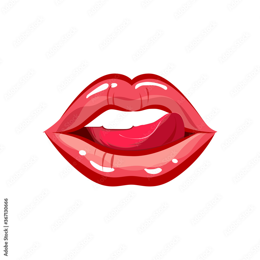 Sexual and female glamour lips with tongue