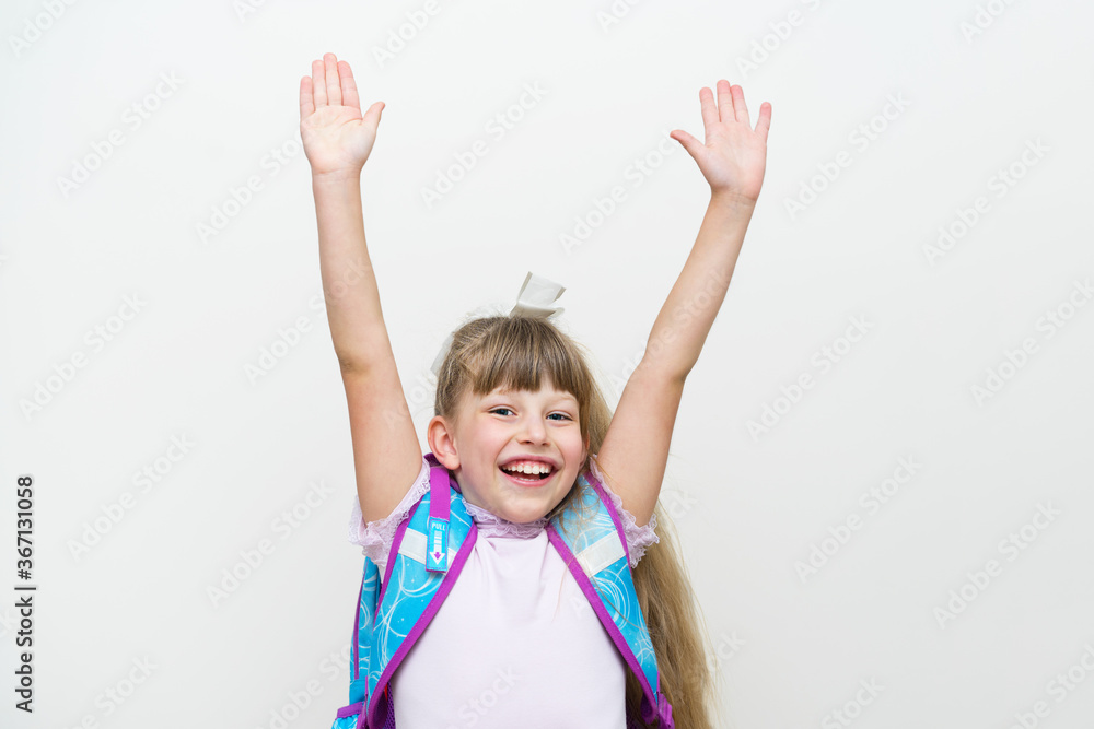 Cute fun girl is happy to be going back to school Cute fun girl is happy to be going back to school