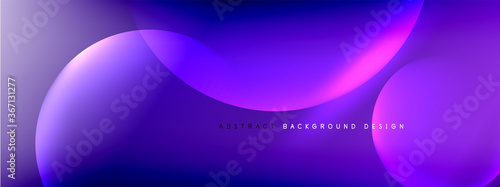 Vector abstract background liquid bubble circles on fluid gradient with shadows and light effects. Shiny design templates for text