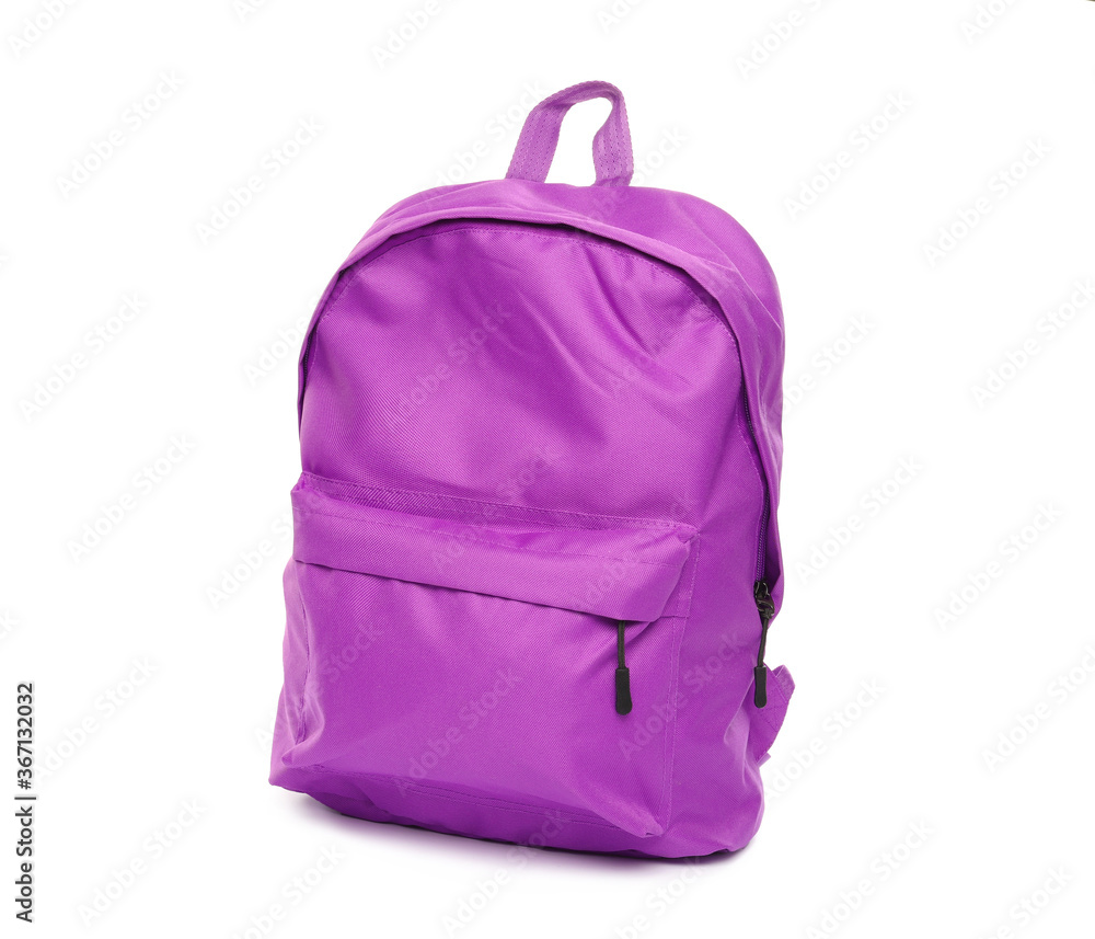School backpack in purple color isolated on white School backpack in purple color isolated on white