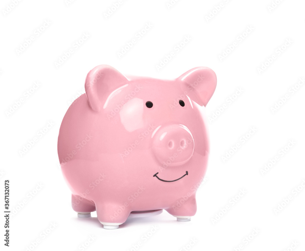 Pig piggy bank isolated on white background