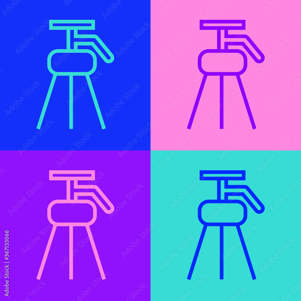 Pop art line Tripod icon isolated on color background. Vector Illustration. Pop art line Tripod icon isolated on color background. Vector Illustration.