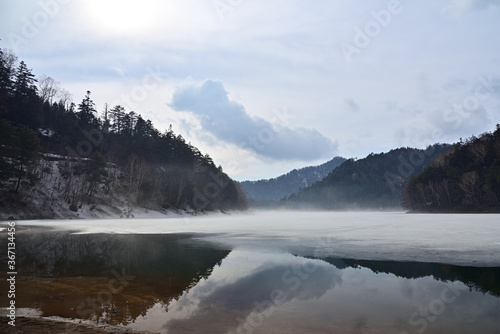 Iced lake in Japan, Yunoko lake