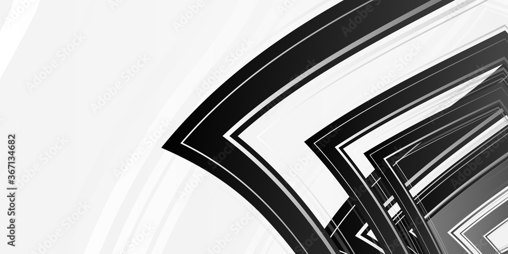 Obraz premium Modern abstract black white presentation background with curve wave lines texture pattern