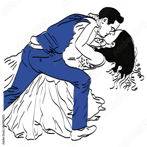 Silueta de novios besándose.