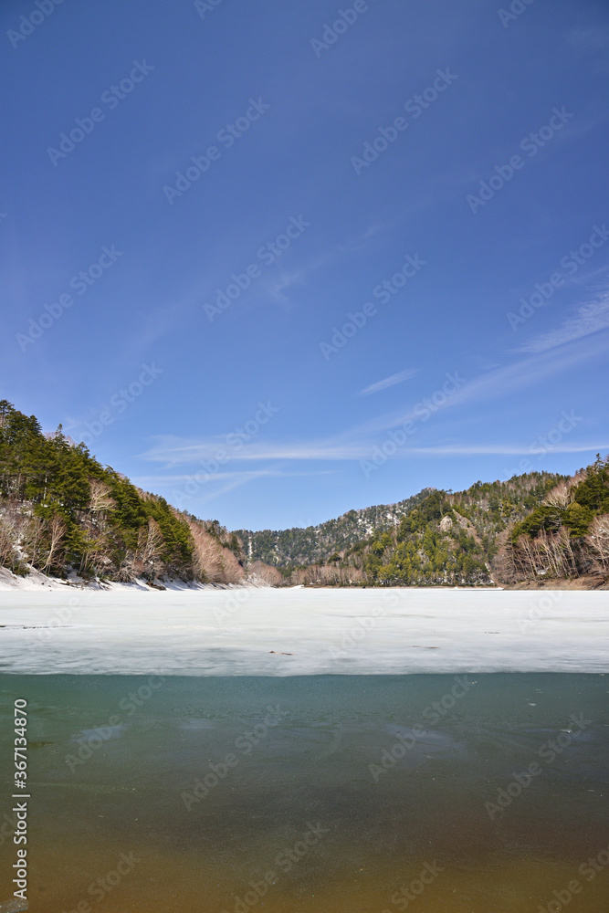 Freezing lake in Japan