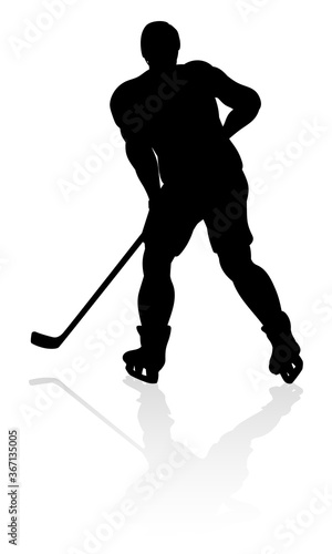 An ice hockey player silhouette sports illustration