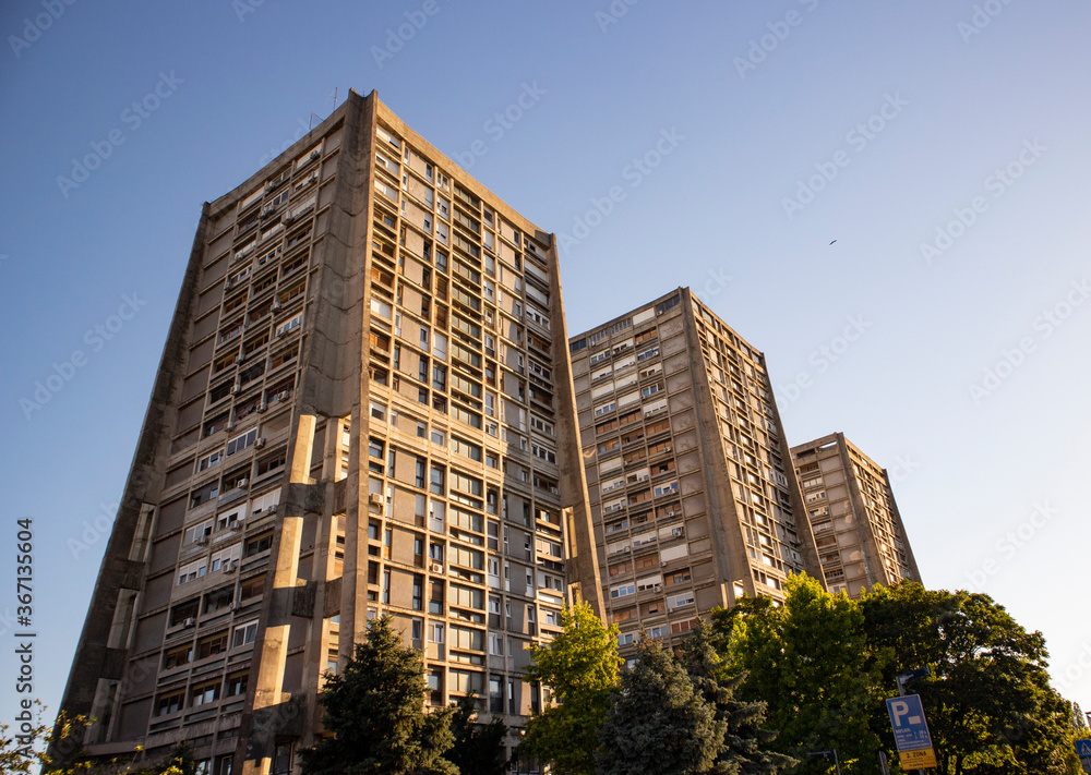 Zagreb/Croatia-July 8th, 2020: Famous old piece of residential architecture of 20th century in the Zagreb city, three building blocks popularly called 