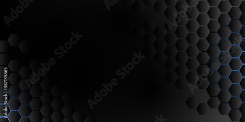 Hexagonal abstract metal background with white copy space for presentation design templates