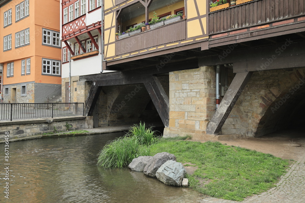 Naklejka premium Erfurt, Brücke über die Gera