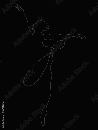 raster image of an airy ballerina in one line or spot black and white colors