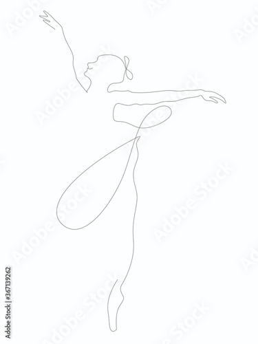 raster image of an airy ballerina in one line or spot black and white colors