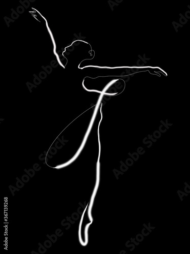 raster image of an airy ballerina in one line or spot black and white colors