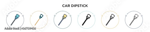 Car dipstick icon in filled, thin line, outline and stroke style. Vector illustration of two colored and black car dipstick vector icons designs can be used for mobile, ui, web