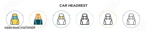 Car headrest icon in filled, thin line, outline and stroke style. Vector illustration of two colored and black car headrest vector icons designs can be used for mobile, ui, web