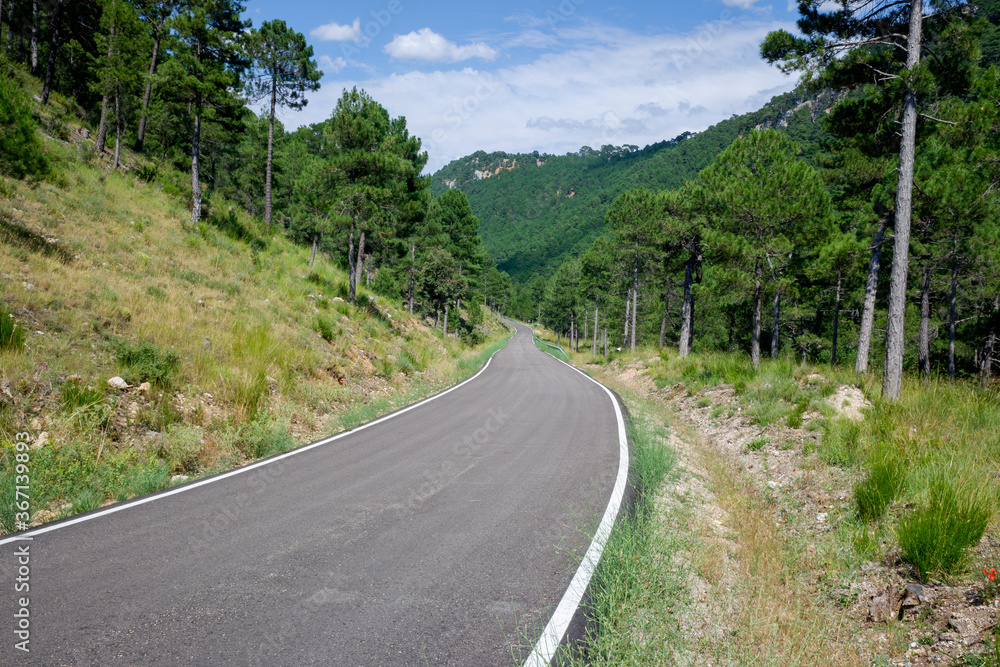Detail of a steep mountain road, seen from the asphalt. Detail of a steep mountain road, seen from the asphalt.