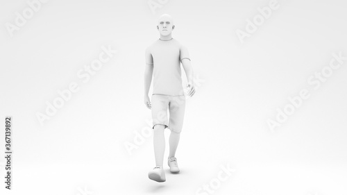 Men walking in white design background