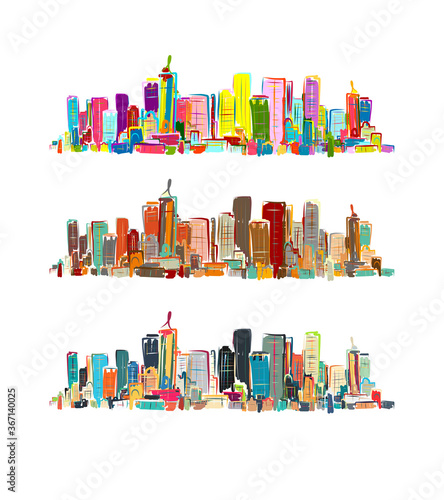 Abstract colorful city, sketch for your design