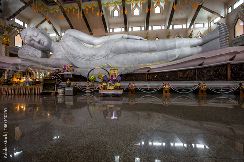 Reclining Buddha Temple Wat Pa Phu Kon-Udon Thani June18 2020 the atmosphere inside the Reclining Buddha Temple the Lecturer  Mahamuni Buddha  located on a high mountain in the Yung area thailand