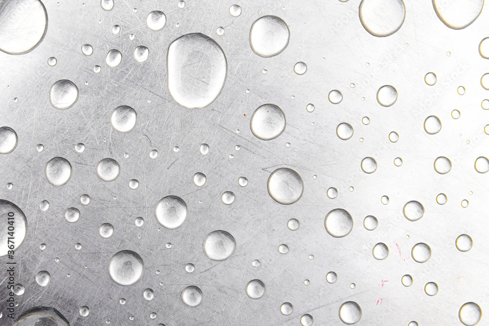 rain or water drop on window glasses silver backgound
