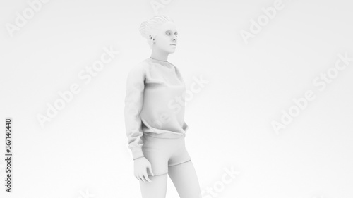 Women walking in white design background