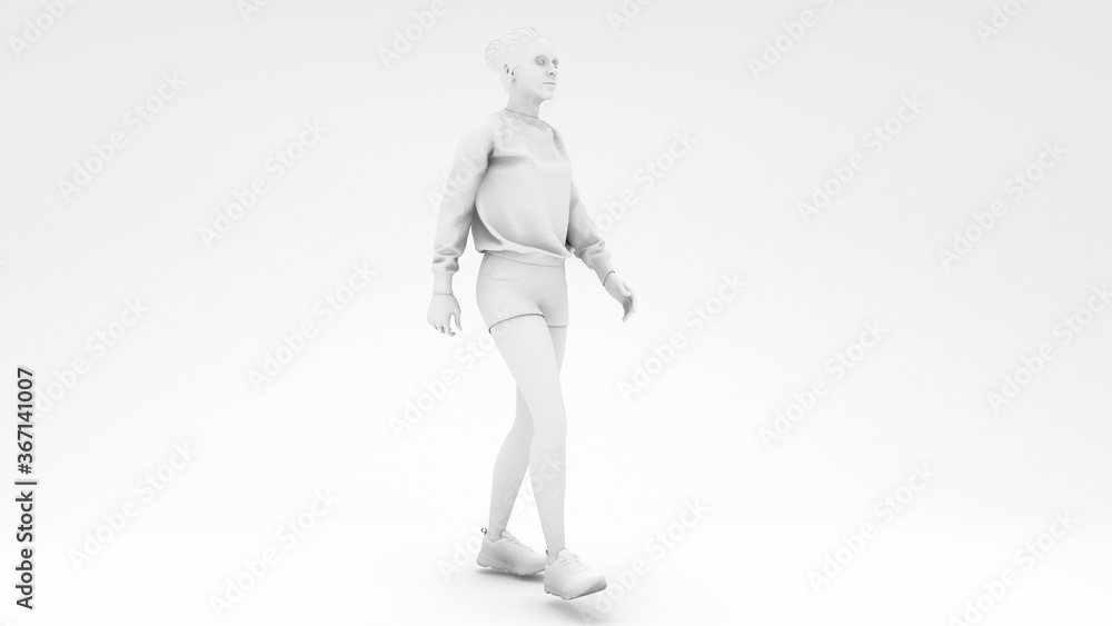 Women walking in white design background Women walking in white design background