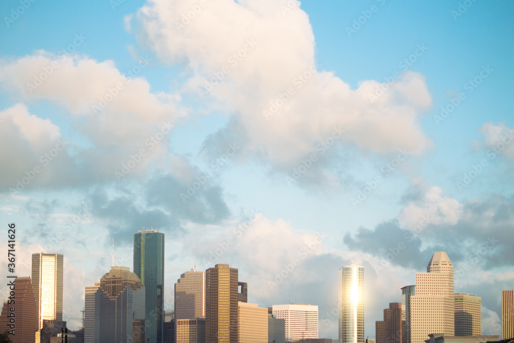 houston texas skyline with sky background 