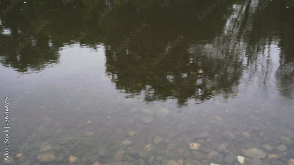 Flowing river background with stones and brown water Flowing river background with stones and brown water