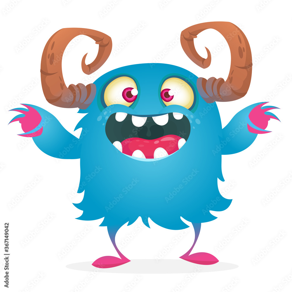 Fototapeta premium Happy cartoon monster. Halloween vector illustration isolated
