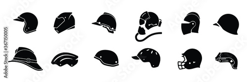 Collection of helmet icon isolated on white background