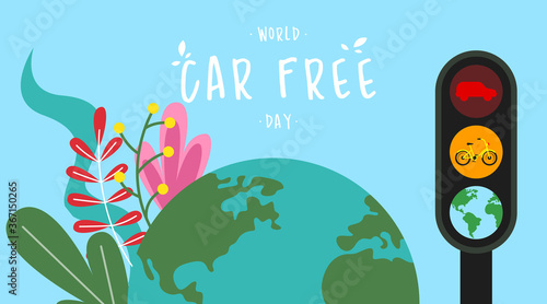 World car free day illustration vector. World car free day banner vector