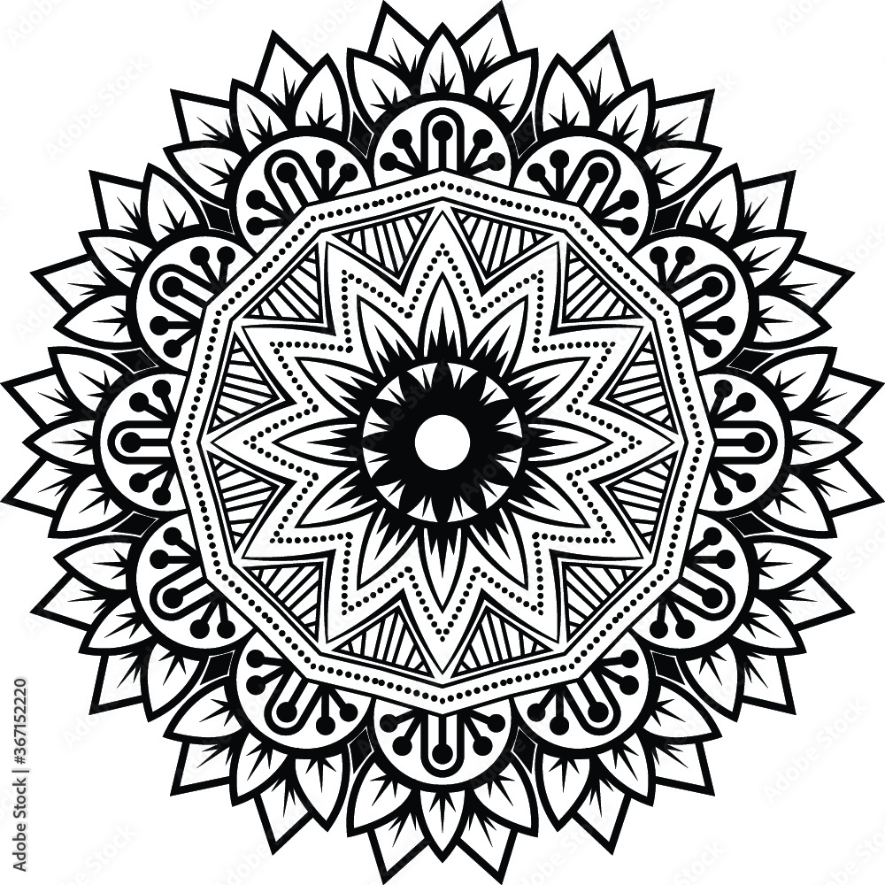 Circular mandala isolated for henna or tattoo. mandala for coloring book . mandala Islamic style . decorative mandala Design 