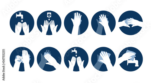 Personal hand hygiene, disease prevention and medical educational infographics: how to wash your hands step by step. Vector illustration