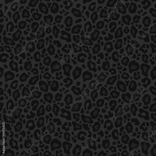 Vector seamless background. Animal leopard print dark pattern
