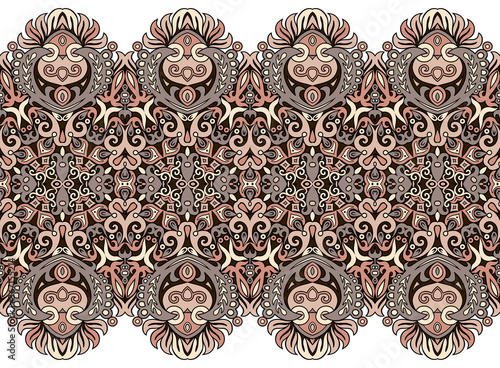 Abstract ethnic nature tile stripe seamless border