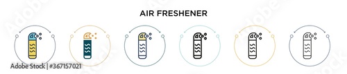 Air freshener icon in filled, thin line, outline and stroke style. Vector illustration of two colored and black air freshener vector icons designs can be used for mobile, ui, web