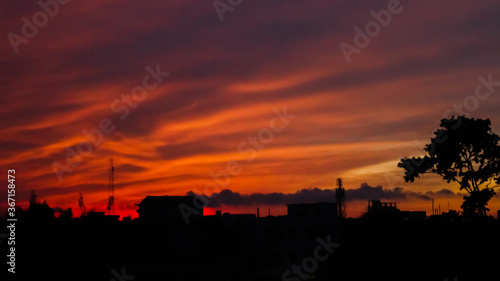 sunset over the city