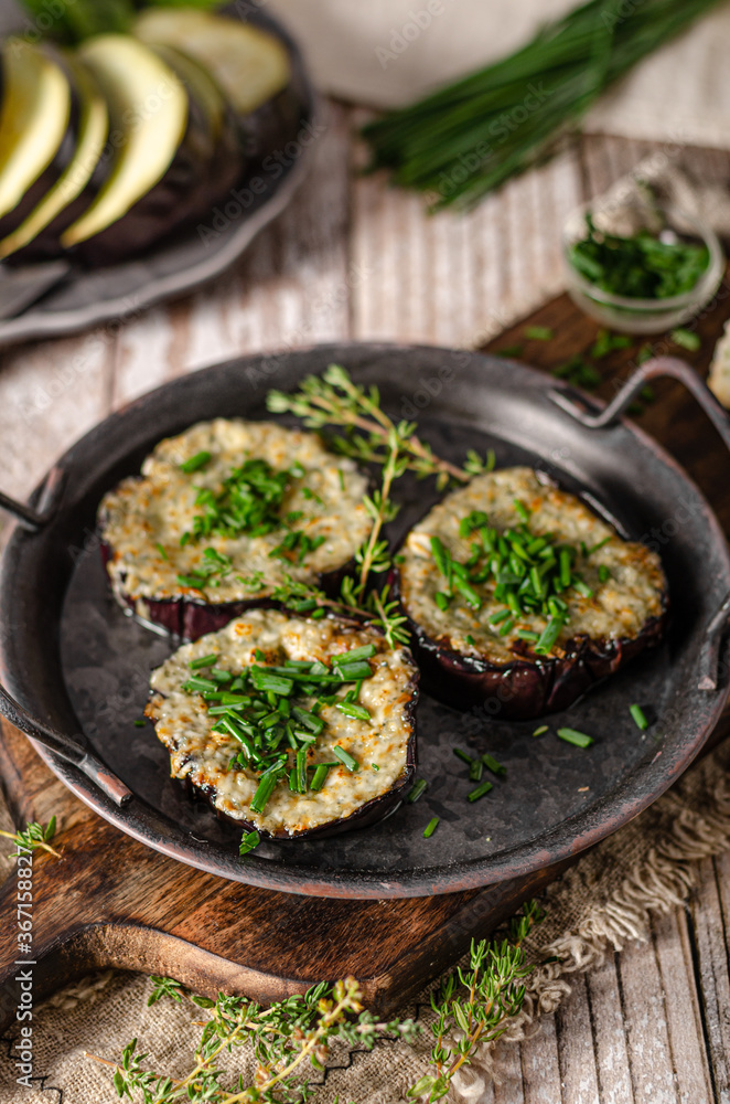 Delicious eggplant baked with cheese Delicious eggplant baked with cheese