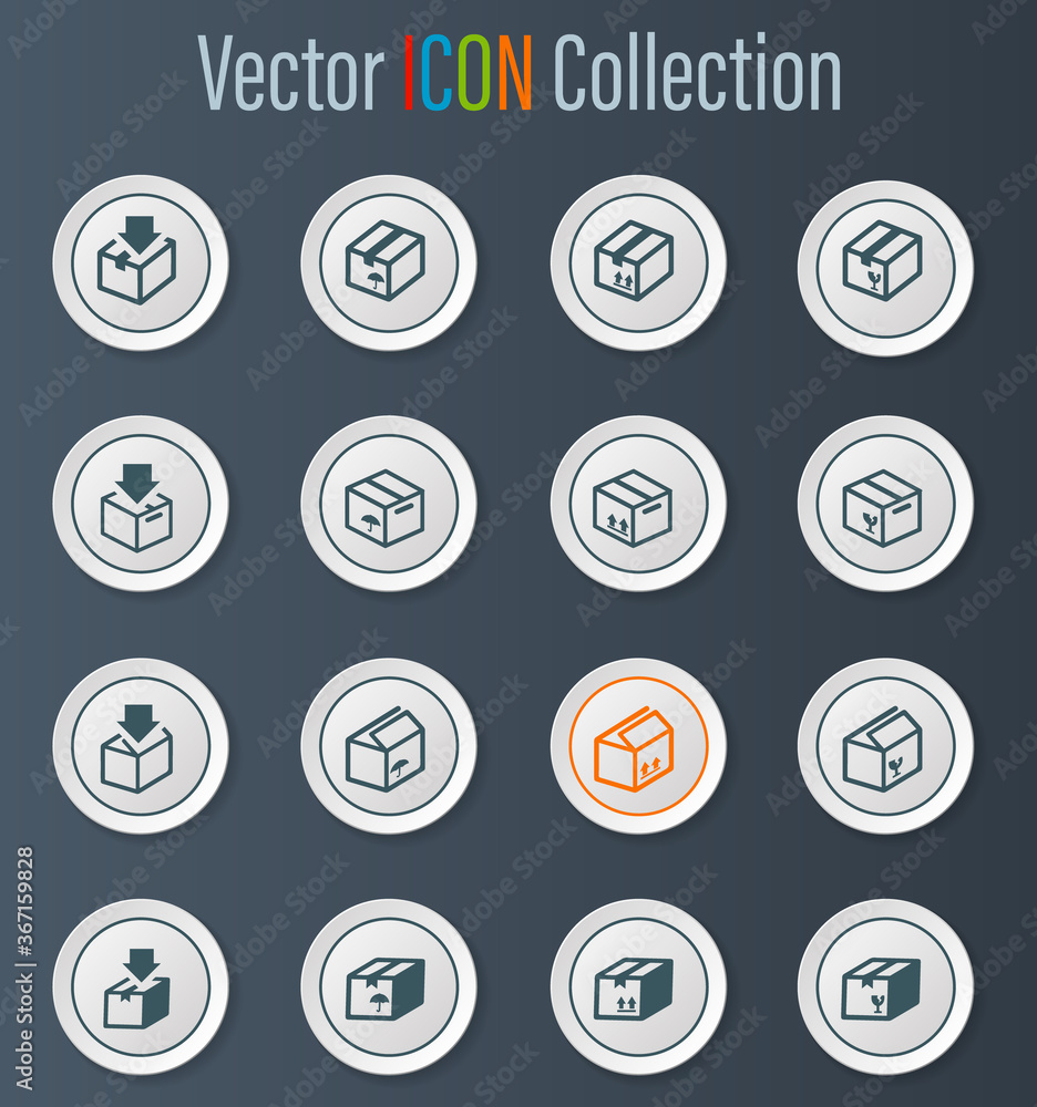 Simple icons set of box Simple icons set of box