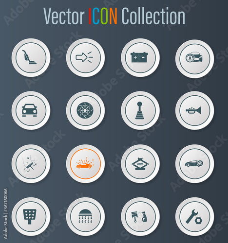 Car shop icons set